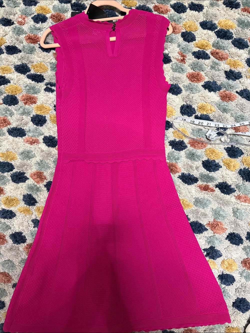 The Kooples Hot Pink Scallop-Trim Sleeveless Fit-and-Flare Dress - Picture 5 of 6
